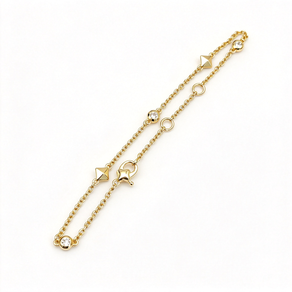 David Yurman Petite Modern Renaissance Collection – Gold Bracelet with Pyramid Accents