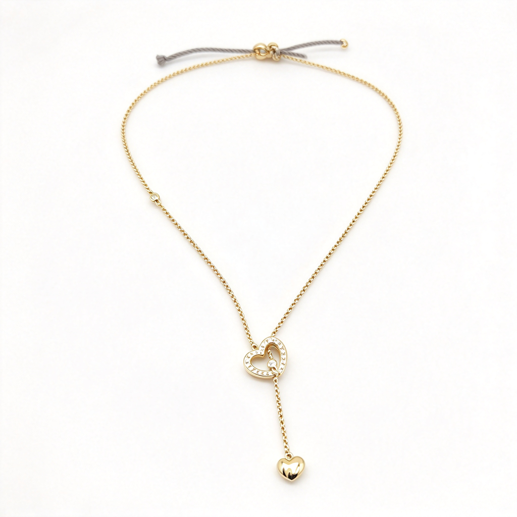 David Yurman DY Elements Collection Heart Amulet Pendant Necklace — Luxury Women's Jewelry in Gold with Double Hearts