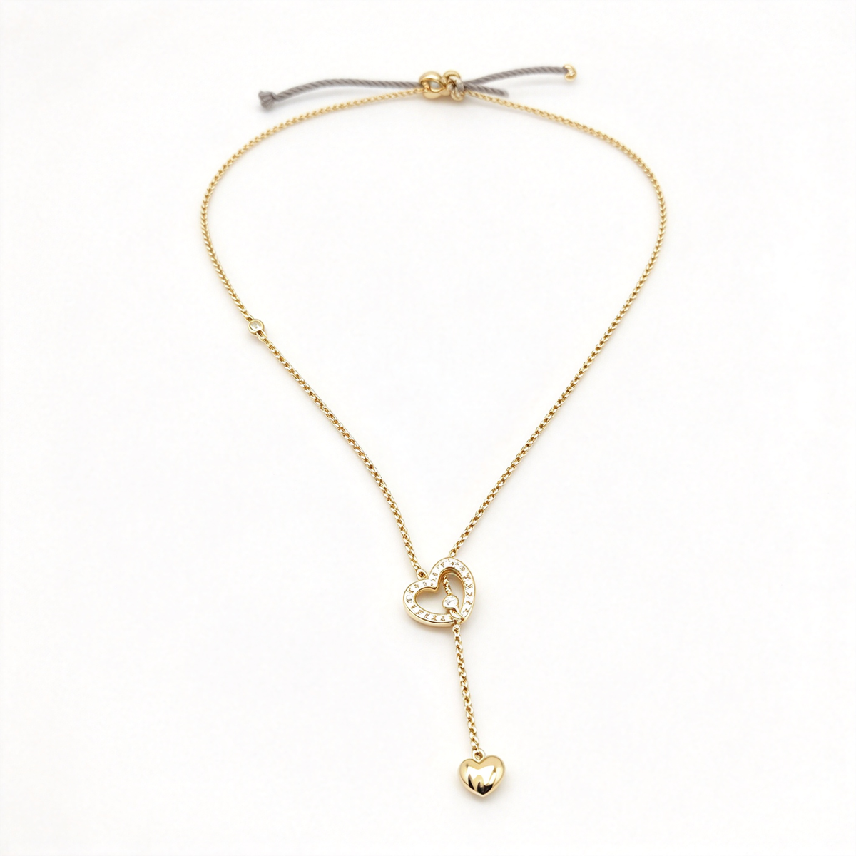 David Yurman DY Elements Collection Heart Amulet Pendant Necklace — Luxury Women's Jewelry in Gold with Double Hearts