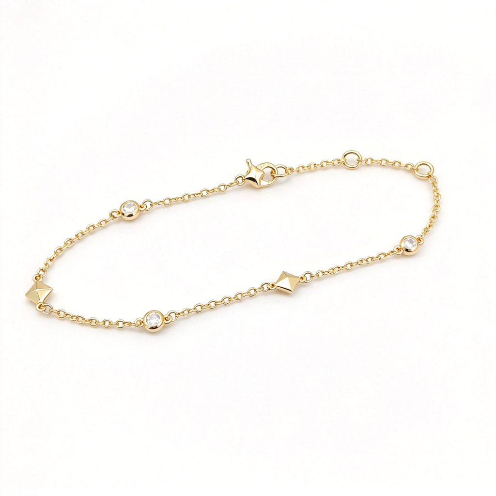 David Yurman Petite Modern Renaissance Collection – Gold Bracelet with Pyramid Accents