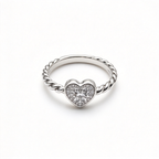 Silver Heart-Shaped Twisted Ring – Adjustable Stackable Ring for Women, Exquisite and Minimalist Promise Gift