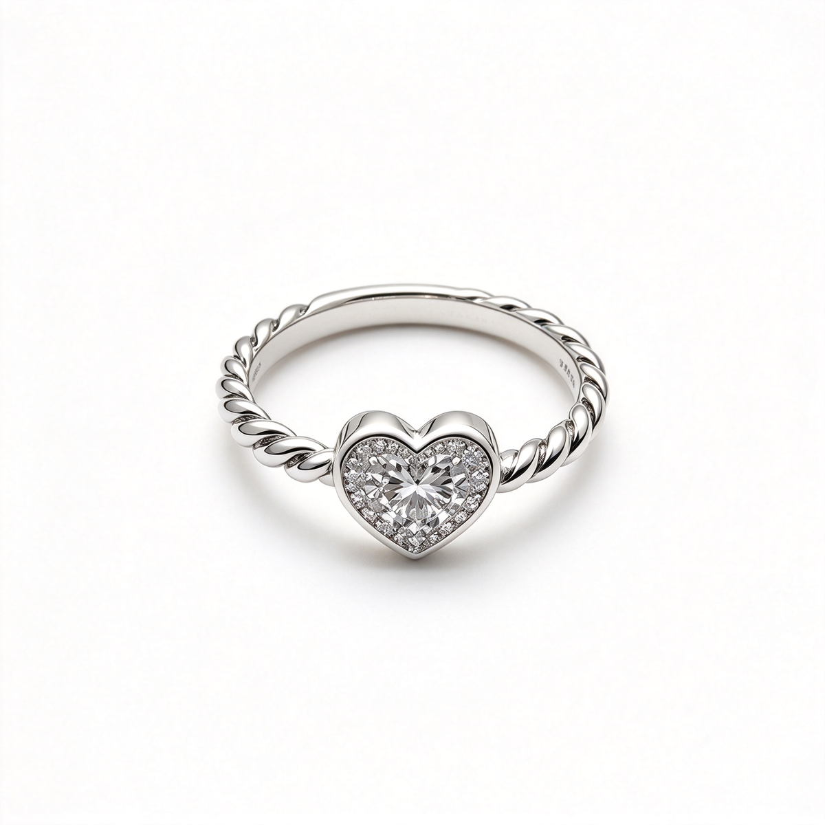Silver Heart-Shaped Twisted Ring – Adjustable Stackable Ring for Women, Exquisite and Minimalist Promise Gift