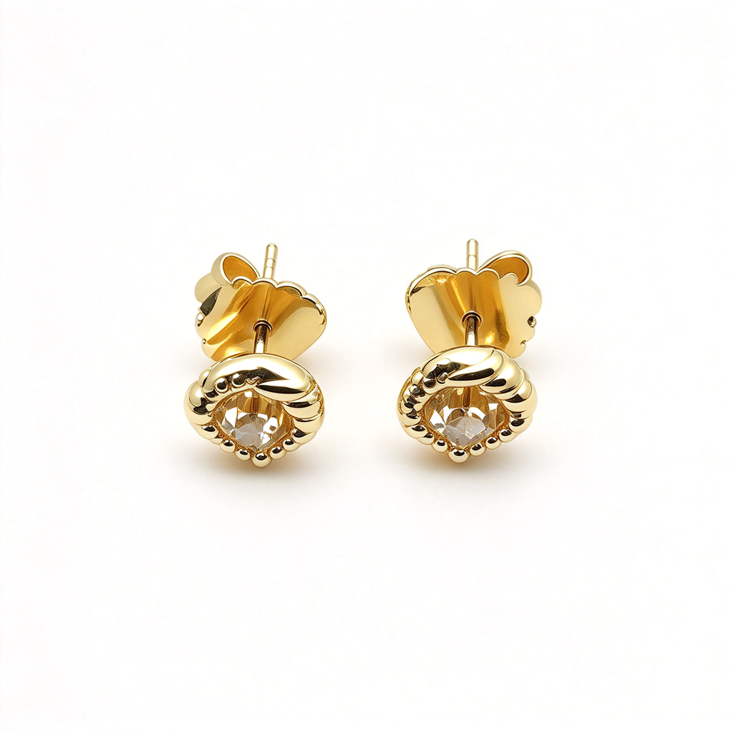 David Yurman Petite Infinity Collection Gold Stud Earrings