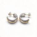 David Yurman Cable Loop Collection Gold Earrings — Iconic Cable-style hoop earrings | Two-tone luxury designer jewelry