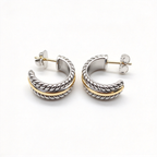 David Yurman Cable Loop Collection Gold Earrings — Iconic Cable-style hoop earrings | Two-tone luxury designer jewelry