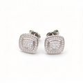David Yurman Petite Albion Double Halo Stud Earrings – White Gold