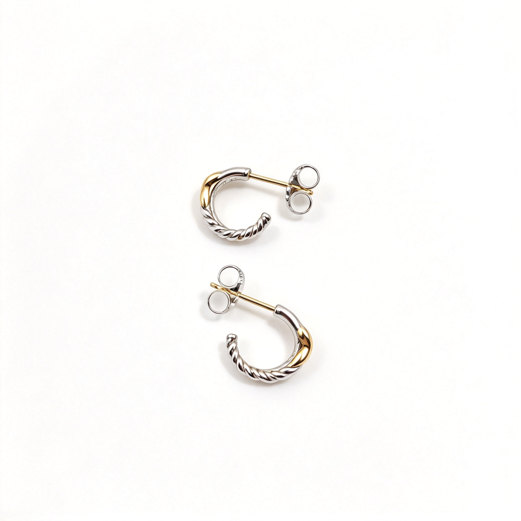 David Yurman Petite X Collection Gold Hoop Earrings