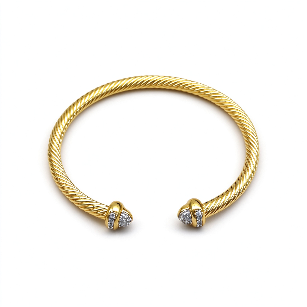 David Yurman Classic Cablespira Gold Open Cuff Bracelet