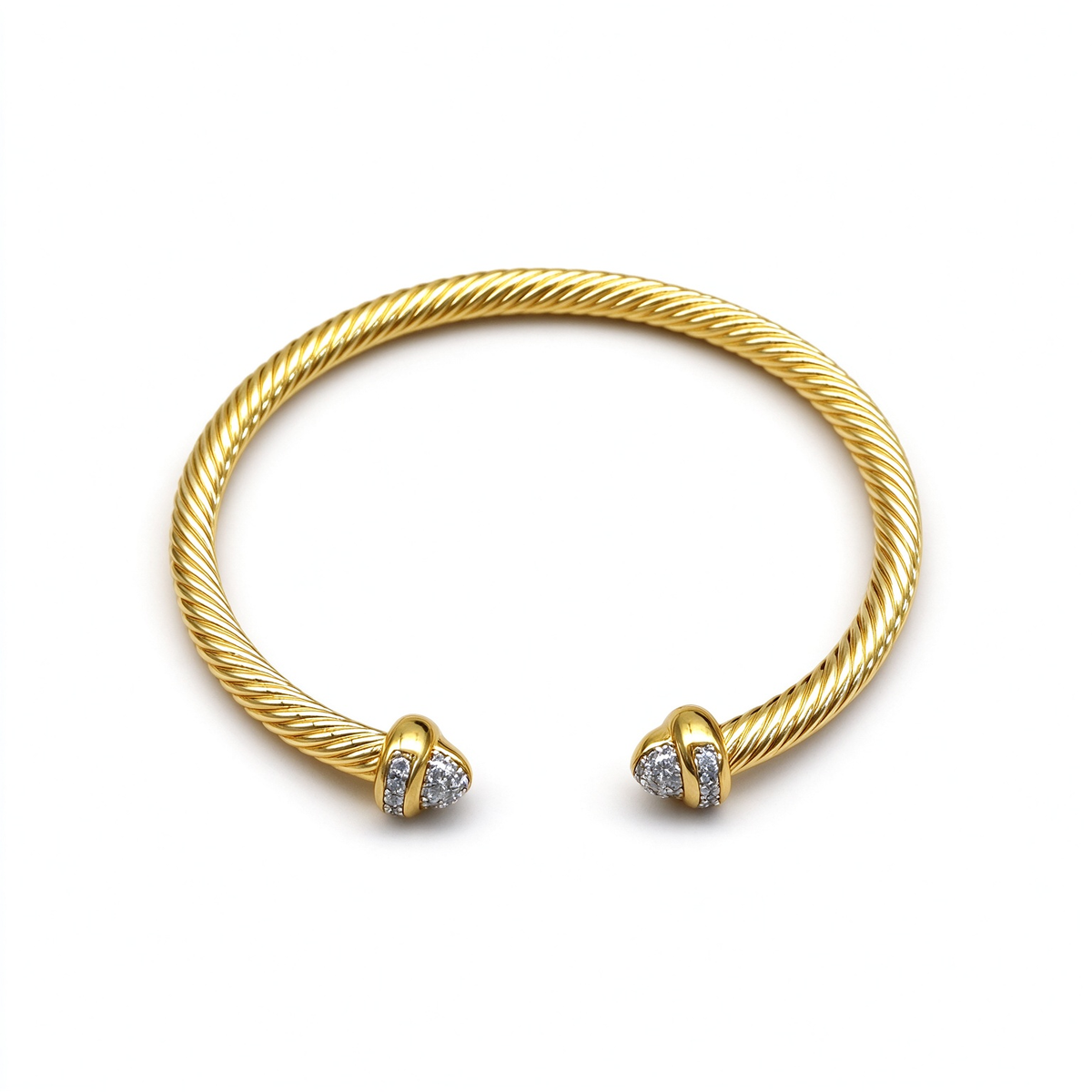 David Yurman Classic Cablespira Gold Open Cuff Bracelet