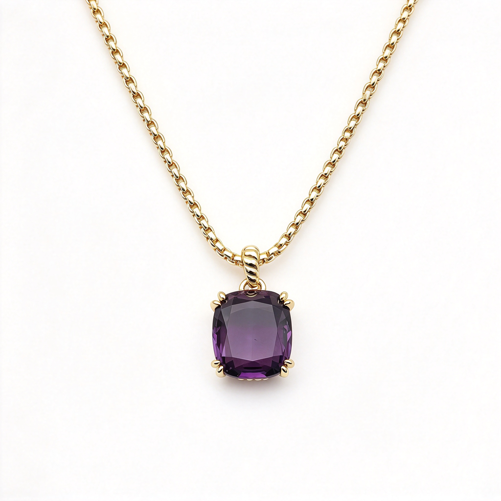 David Yurman Marbella Collection Gold and Amethyst Pendant Necklace