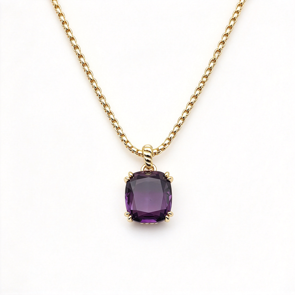 David Yurman Marbella Collection Gold and Amethyst Pendant Necklace