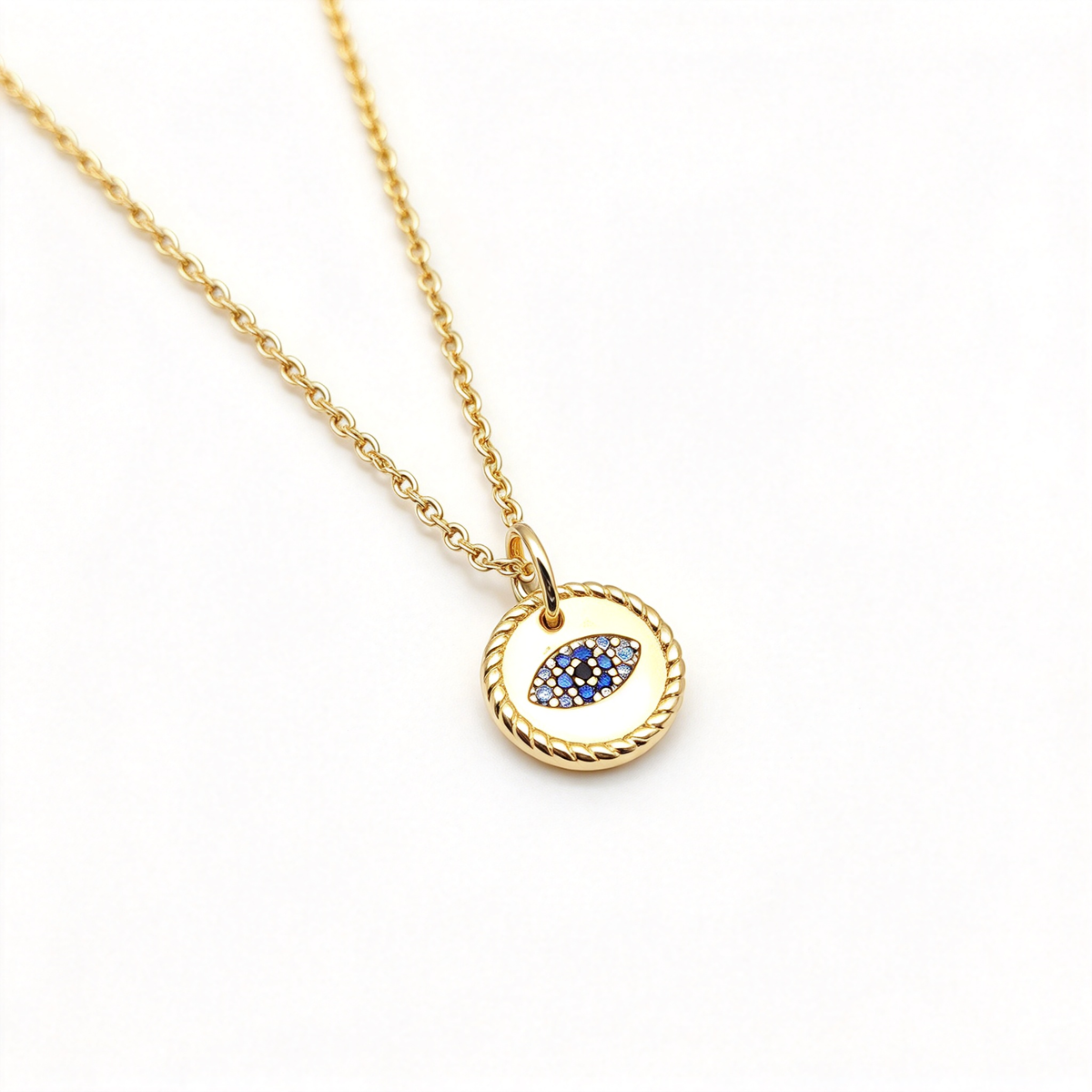 David Yurman Cable Collectibles "Evil Eye" Round Pendant Necklace – Luxury Gold Jewelry for Women