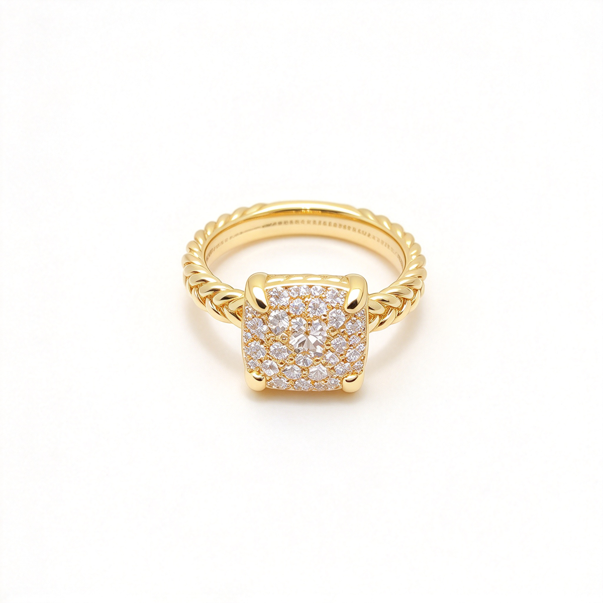 David Yurman Chatelaine Ring — Gold cocktail ring with signature cable motif band.