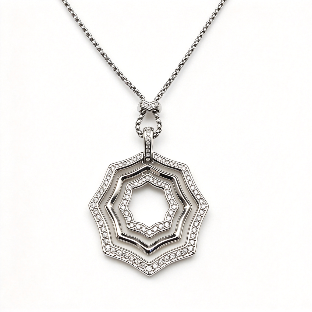 David Yurman Zig Zag Stax Platinum Pendant Necklace