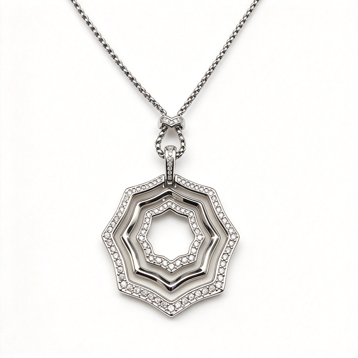 David Yurman Zig Zag Stax Platinum Pendant Necklace