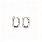 DY Mercer Collection Silver Mini Hoop Earrings — Signature cable motif with gold posts