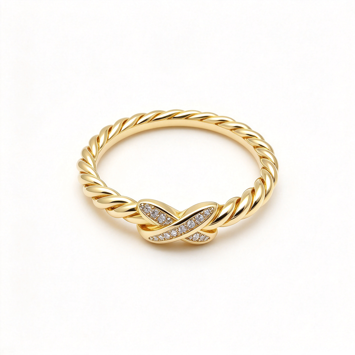 David Yurman Petite X Ring — Stackable ring with a twisted yellow gold band