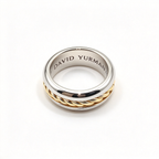 David Yurman Cable Collection Inset Ring — Unisex Silver Twisted Cable Wedding Band