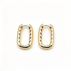Small Gold Chain-Link Hoop Earrings — DY Madison Collection Sculptural Oval Earrings for Women