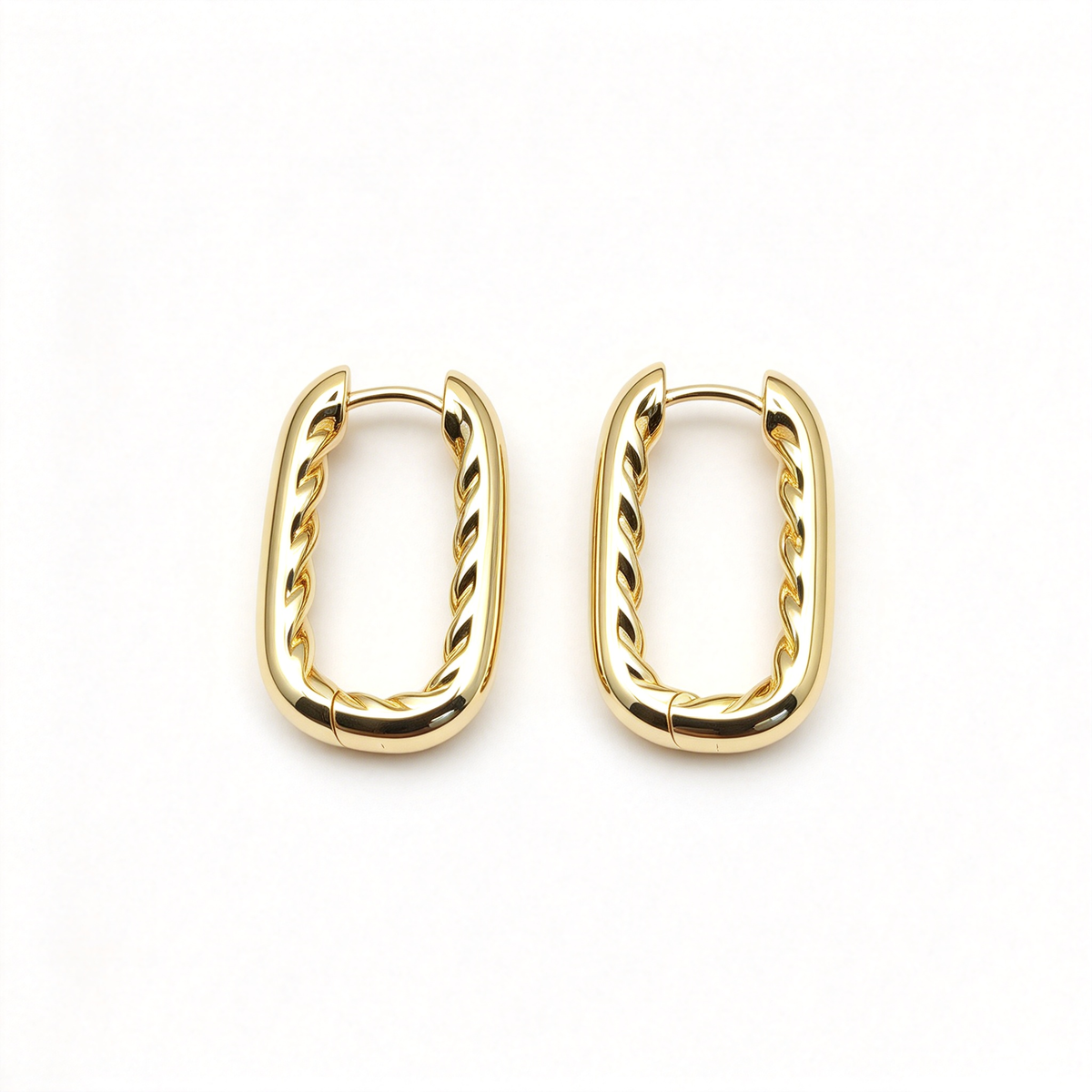 Small Gold Chain-Link Hoop Earrings — DY Madison Collection Sculptural Oval Earrings for Women