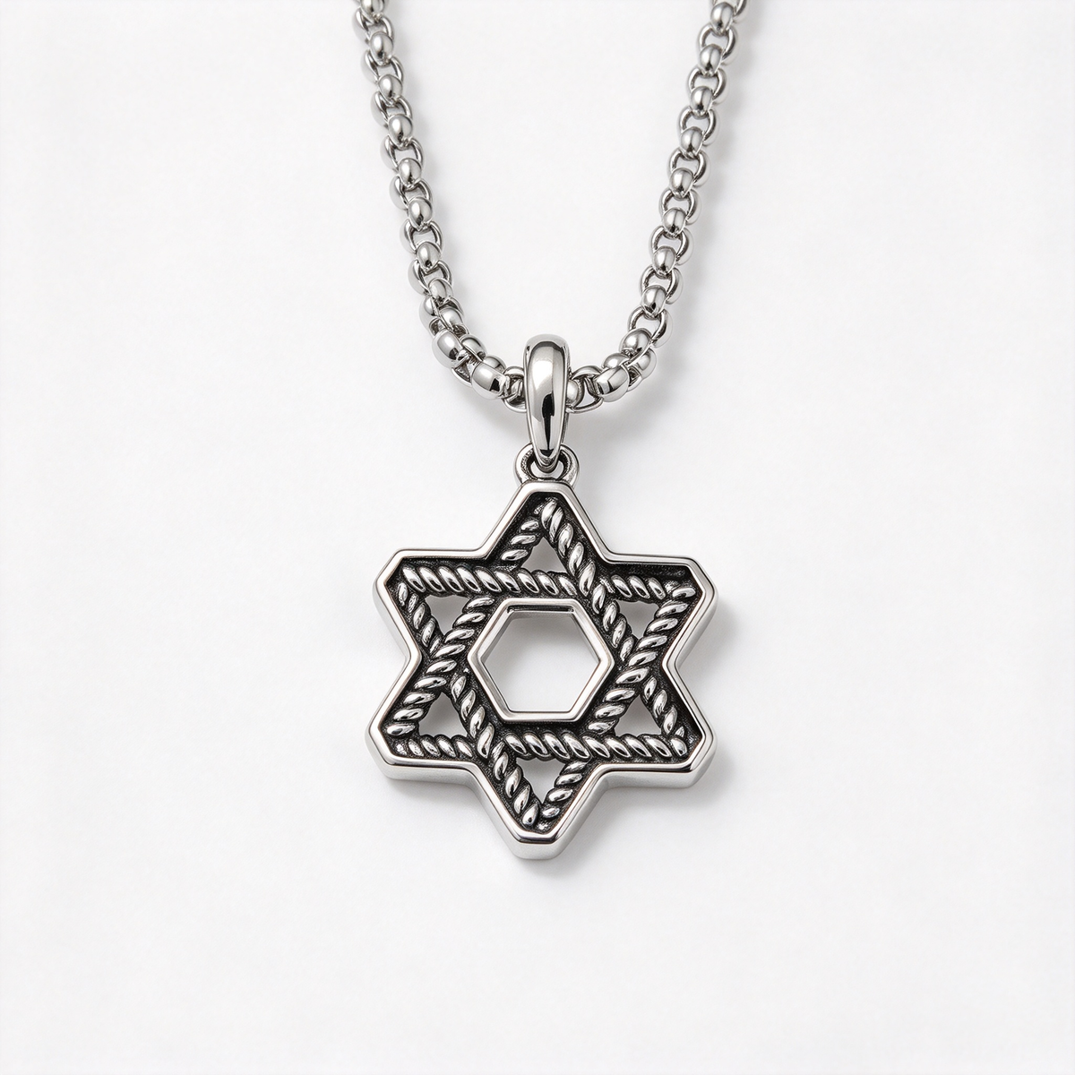 David Yurman Men's Silver Cable Collection Star of David Pendant Necklace