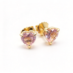 Rose Gold Heart-Shaped Morganite Stud Earrings – 8mm Faceted Pink Gemstone Prong-Set Studs