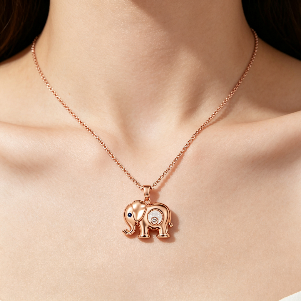 Chopard Happy Diamonds Elephant Pendant Necklace – Rose Gold