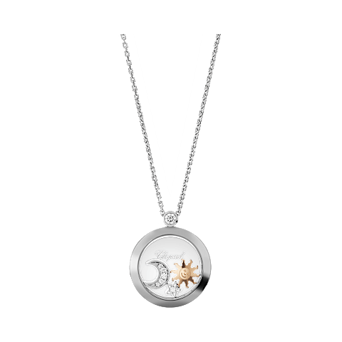 Chopard Happy Diamonds Sun and Moon Pendant Necklace — White Gold and Yellow Gold