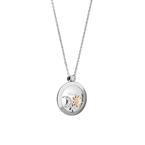Chopard Happy Diamonds Sun and Moon Pendant Necklace — White Gold and Yellow Gold
