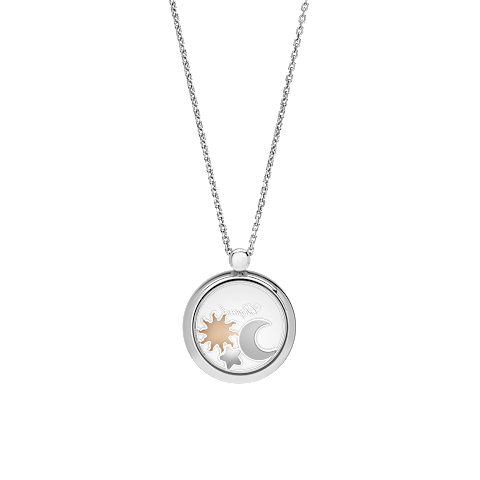 Chopard Happy Diamonds Sun and Moon Pendant Necklace — White Gold and Yellow Gold