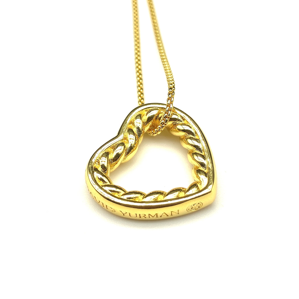 David Yurman Cable Collection Heart Pendant Necklace in Gold | Sculptural Heart Pendant Fine Jewelry for Women