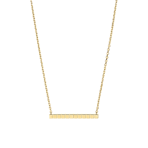 Chopard Ice Cube Collection Necklace – yellow gold, rectangular pendant partially set with diamonds.