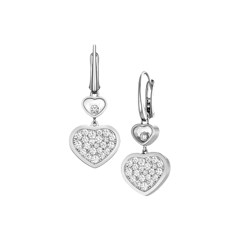 Chopard Happy Hearts Double-Heart Drop Earrings – Swiss Luxury Jewelry in White Gold