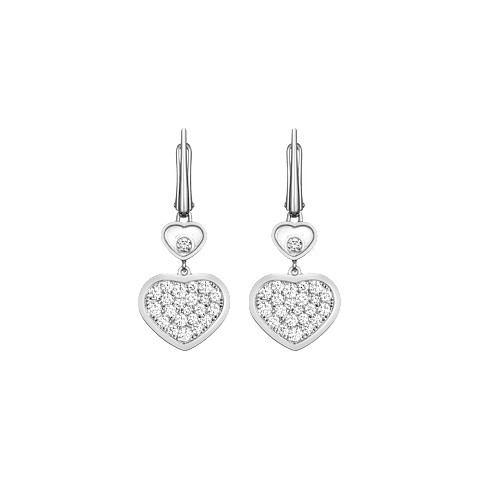 Chopard Happy Hearts Double-Heart Drop Earrings – Swiss Luxury Jewelry in White Gold