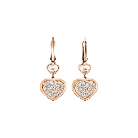 Chopard Happy Hearts Collection Drop Earrings – Rose Gold, Swiss Luxury Jewelry