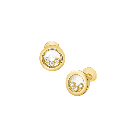Chopard Happy Diamonds Collection Stud Earrings – Yellow Gold, Swiss Luxury Jewelry