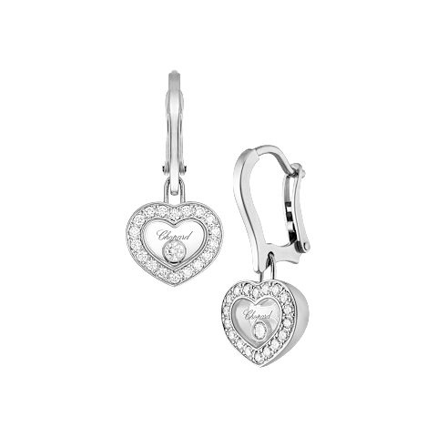 Chopard Happy Hearts Collection Drop Earrings – White Gold, Swiss Luxury Jewelry