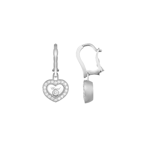 Chopard Happy Hearts Collection Drop Earrings – White Gold, Swiss Luxury Jewelry