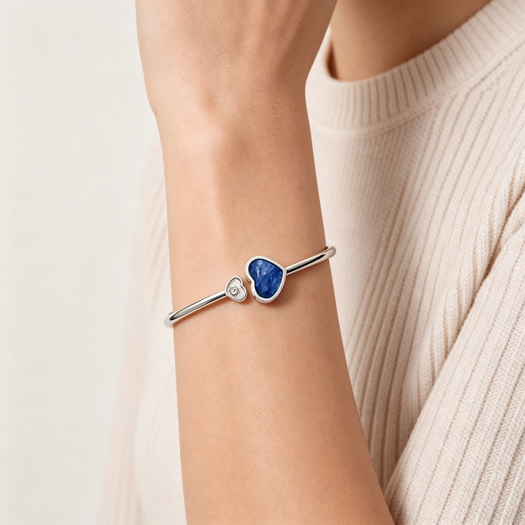 Chopard Happy Hearts Bracelet — White Gold, Blue Mother-of-Pearl, and Diamonds