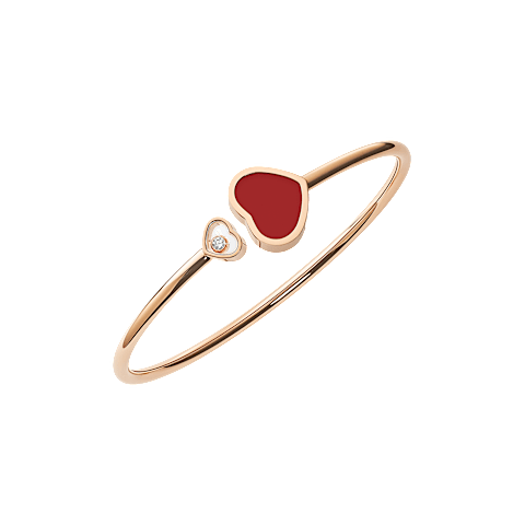Chopard Happy Hearts Bracelet — Rose Gold, Carnelian, and Diamonds