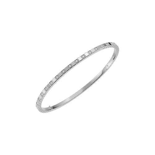 "Ice Cube" Style Square Bangle – Gold-Plated, Accented with Pavé Cubic Zirconia (CZ) – Minimalist Geometric Open Bangle