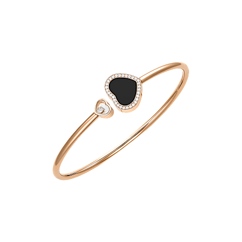 Chopard Happy Hearts Style Double-Heart Hinged Bangle (Rose Gold) — Luxury heart-shaped bangle for women, ideal as an anniversary or Valentine's Day gift.