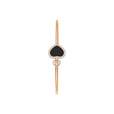 Chopard Happy Hearts Style Double-Heart Hinged Bangle (Rose Gold) — Luxury heart-shaped bangle for women, ideal as an anniversary or Valentine's Day gift.