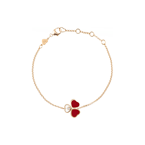 Chopard Happy Hearts Wings Bracelet—Rose Gold, Red Stones, and Moving Diamonds