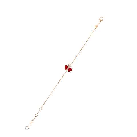 Chopard Happy Hearts Wings Bracelet—Rose Gold, Red Stones, and Moving Diamonds