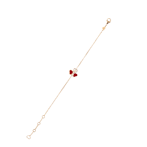 Chopard Happy Hearts Wings Bracelet—Rose Gold, Red Stones, and Moving Diamonds