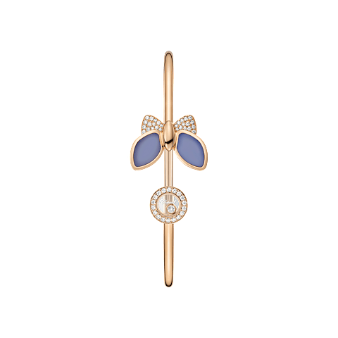 Chopard Happy Diamonds Icons collection rose gold and blue chalcedony butterfly open bangle.
