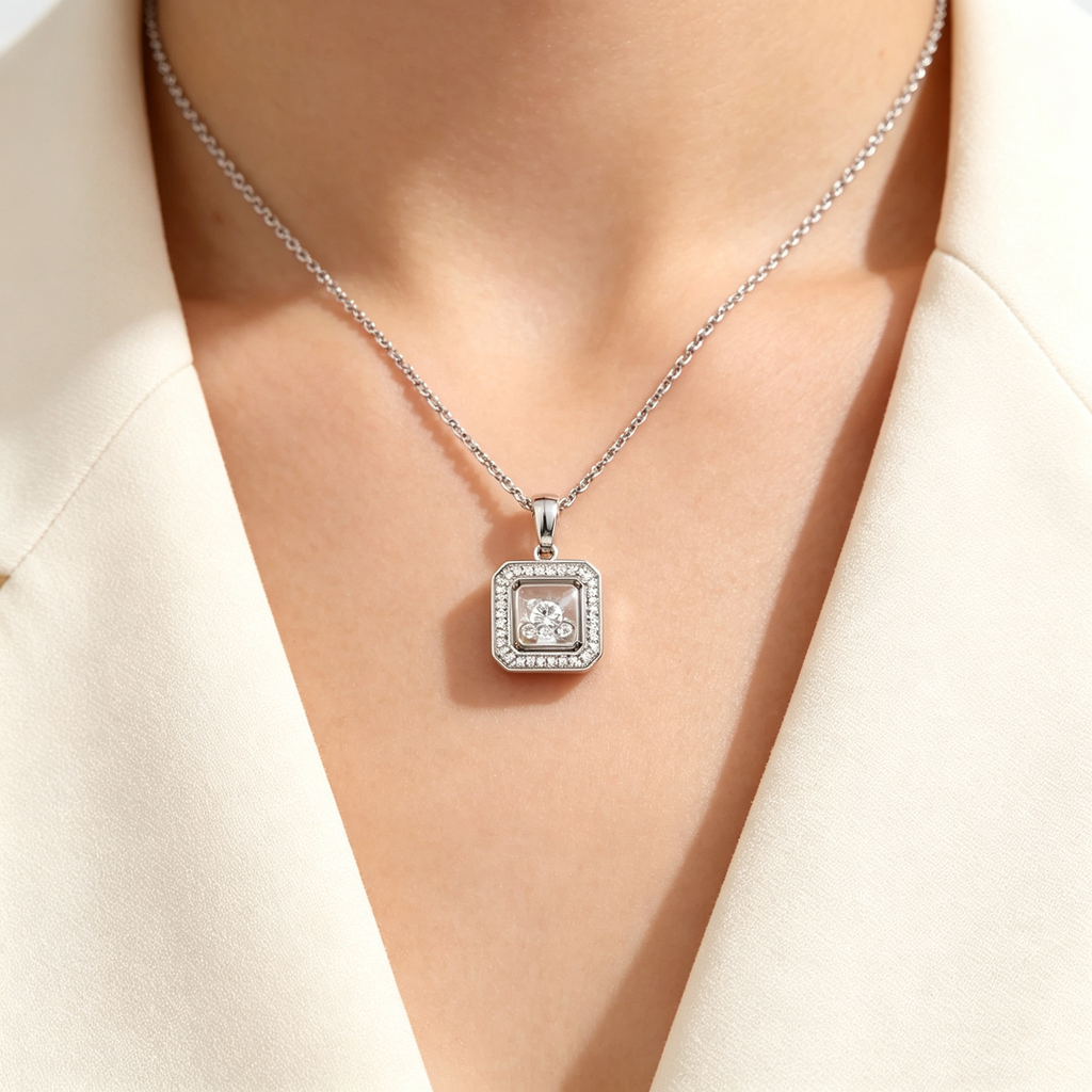 Chopard Happy Diamonds Icons Square Pendant Necklace – White Gold