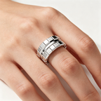 Chopard Ice Cube Collection Three-Band Ring — White Gold (Swiss Luxury Jewelry)
