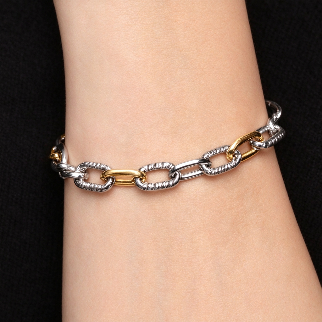 David Yurman DY Madison Collection Gold and Two-Tone Chain Bracelet